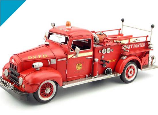 Red Handmade Retro Tinplate 1968 U.S. Fire Engine Truck Model
