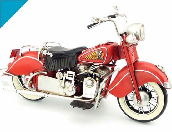Red / Black Handmade Tinplate 1951 Indian Motorcycle Model