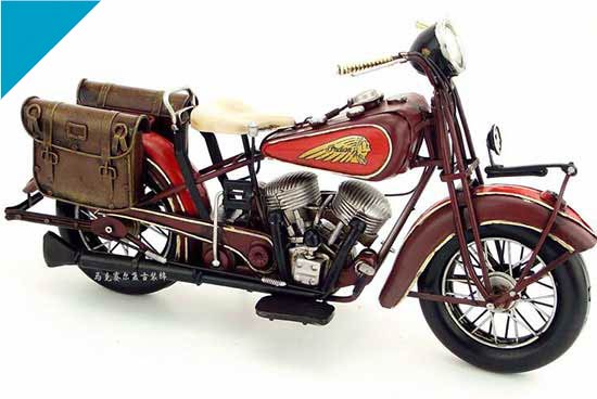 Medium Scale Brown Handmade 1936 Indian Motorcycle Model