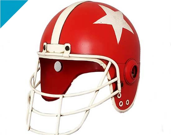 Handmade Red / White Tinplate American Football Helmet Model