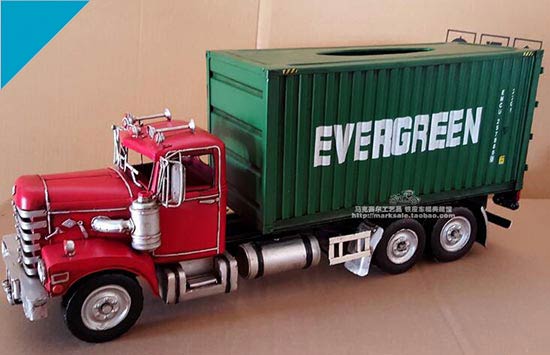 Handmade EVERGREEN Retro Red-Green Tinplate U.S. Truck Model