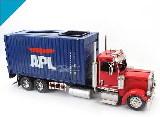 Tissue Box Handmade APL Red-Blue Tinplate U.S. Truck Model