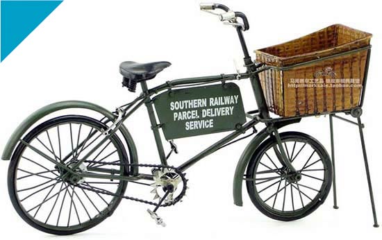 Handmade Green Tinplate Vintage Post Office Bicycle Model