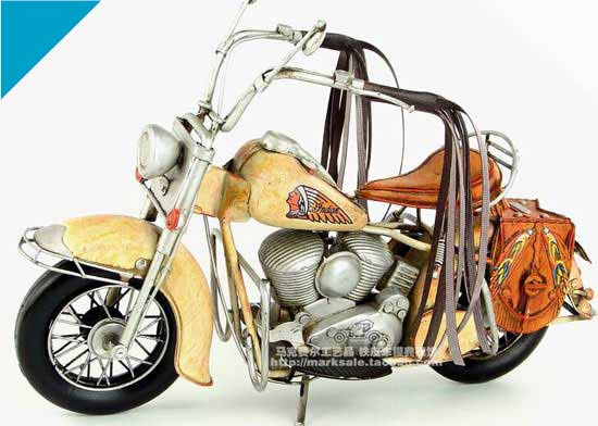 Handmade Yellow Medium Scale Vintage 1957 Indian Motorcycle