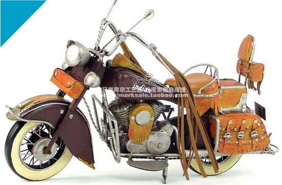 Brown Medium Scale Handmade Tinplate 1943 Indiana Motorcycle