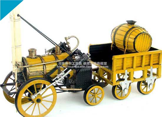 Yellow Large Scale Tinplate 1829 Voyager Steam Locomotive Model
