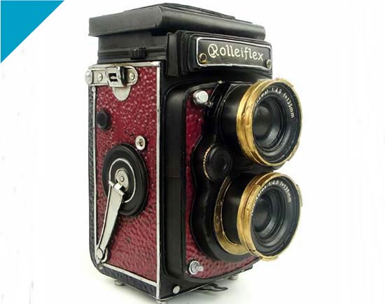 Black Tinplate Handmade Vintage Rolleiflex Camera Model
