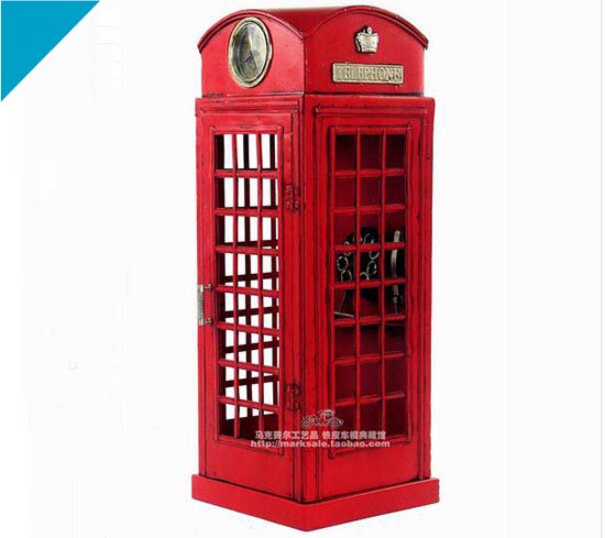 Red 1:6 Tinplate Handmade London Telephone Booth Model