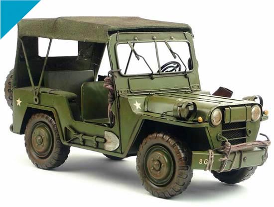 Army Green Medium Scale Tinplate Handmade Willys Jeep Model