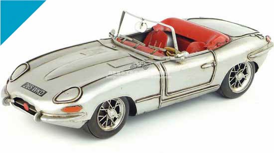 Silver Handmade Medium Scale Tinplate 1961 Jaguar E-type Model