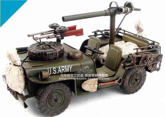 Handmade Army Green Medium Scale Military 1940 Willys Jeep Model