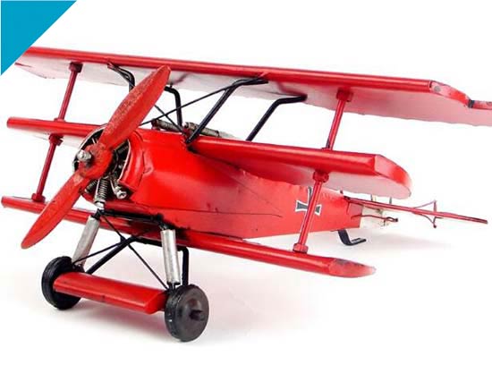 Large Scale Red Handmade Tinplate Red Baron Fighter Model