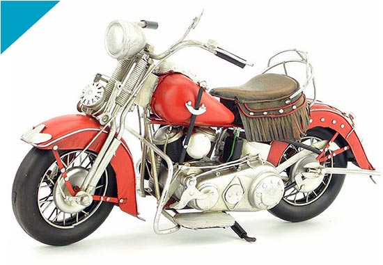 Handmade Red Medium Scale Tinplate 1939 Harley Davidson Model