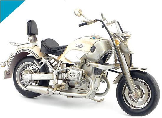 White Medium Scale Tinplate Handmade BMW R1200C Motorcycle