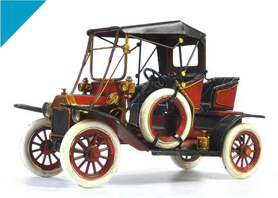 Handmade Red Medium Scale Vintage 1911 Ford T-Type Model