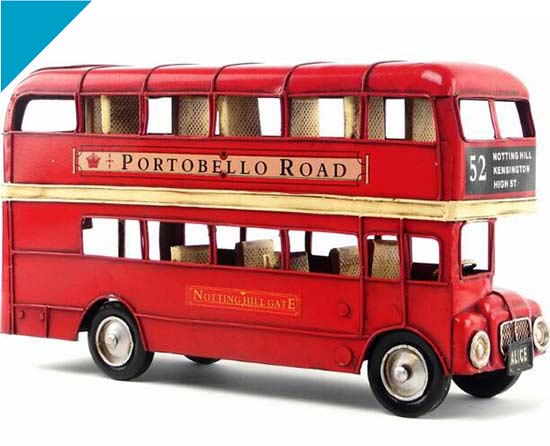 Red Medium Size NO.52 Tinplate Vintage London Double Decker Bus