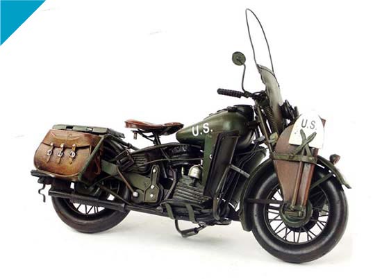 Army Green Medium Tinplate Military Harley Davidson Motorcycle