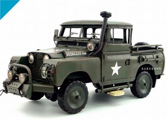 Large Scale Tinplate Vintage Military Land Rover Truck Model