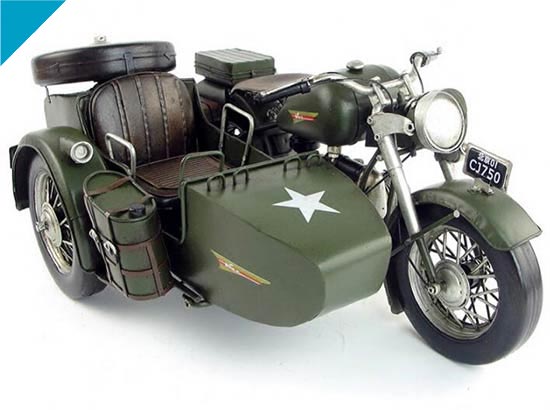 Tinplate Black /Army Green Vintage ChangJiang 750 Sidecar Model