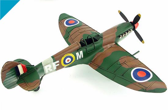 Tinplate Army Green Large Scale Vintage Fighter Aircraft Model