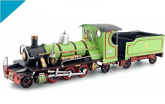 Handmade Retro Green Tinplate Steam Train Model