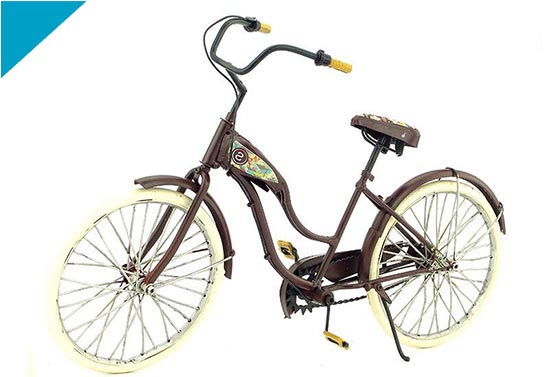 Handmade Brown Vintage Large Scale Tinplate Bicycle Model