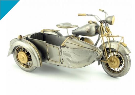 Handmade Medium Scale Vintage Tinplate Sidecar Model
