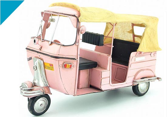 Pink Handmade Retro Large Scale Tinplate Vepas Tricycle Model