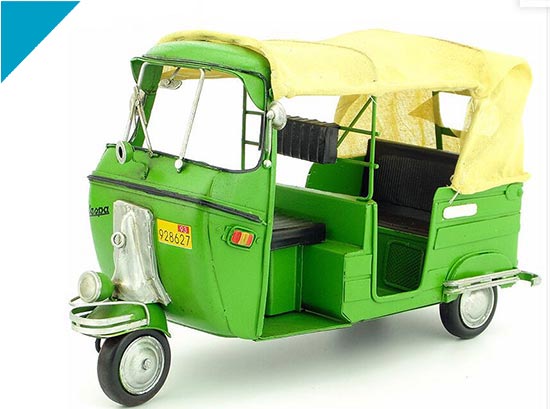 Green Handmade Retro Large Scale Tinplate Vepas Tricycle Model