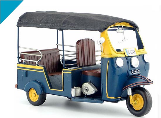 Handmade Retro Large Scale Blue Tinplate Vepas Tricycle Model