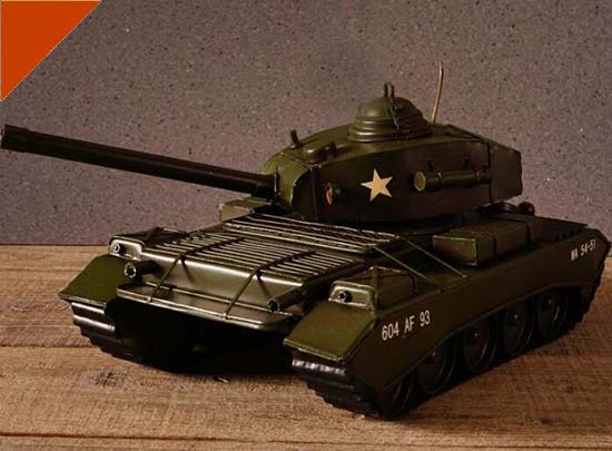 Handmade Medium Scale Army Green Tinplate Tank Model