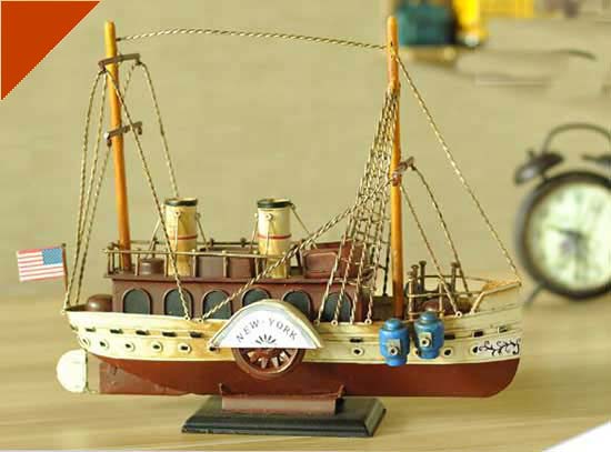 Handmade Medium Scale New York Tinplate Sailing Boat Model
