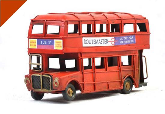 Red Small Scale Tinplate Vintage NO.137 London Double Decker Bus