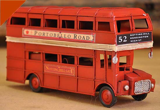 Red NO.52 Tinplate London Routemaster Double Decker Bus Model