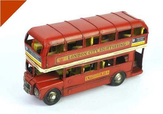 Red Medium Size Tinplate Vintage NO.9 London Double Decker Bus