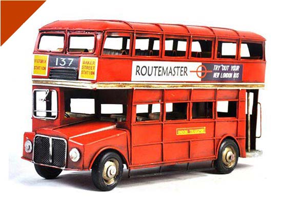 Red / Green NO.137 London Routemaster Double Decker Bus Model