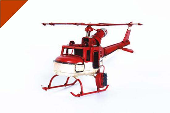 Small Size Handmade Tinplate Yellow / Red Vintage Helicopter