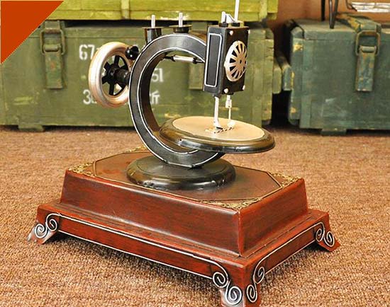 Medium Scale Vintage Handmade Tinplate Sewing Machine Model