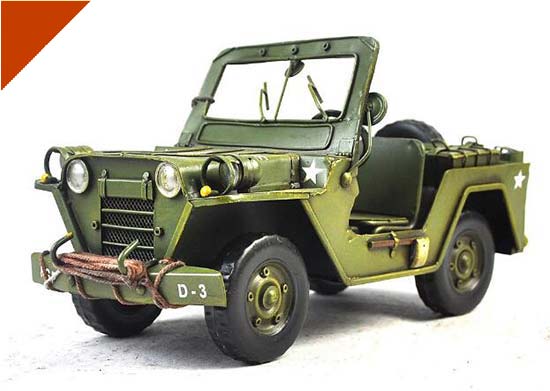 Large Scale Handmade Army Green Military Willys Jeep Model