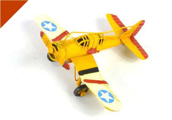 Yellow Small Scale Handmade Tinplate Vintage Helicopter Model