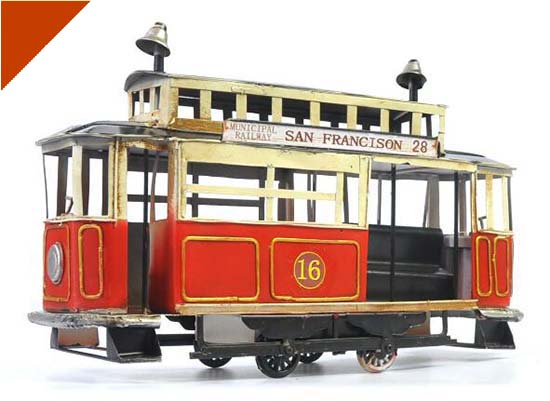Vintage Red /Green Medium Size Tinplate San Francisco Tram Model