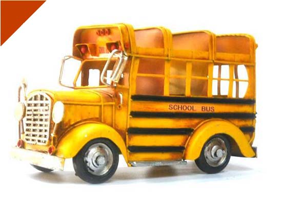 Yellow Medium Size Pen Container Tinplate U.S. School Bus Model