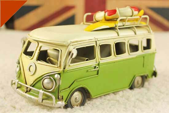 Small Red / Green / Blue / Pink Tinplate Vintage VW Bus Model