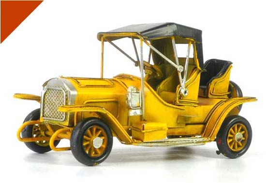Handmade White / Red / Yellow Small Scale Tinplate Vintage Car