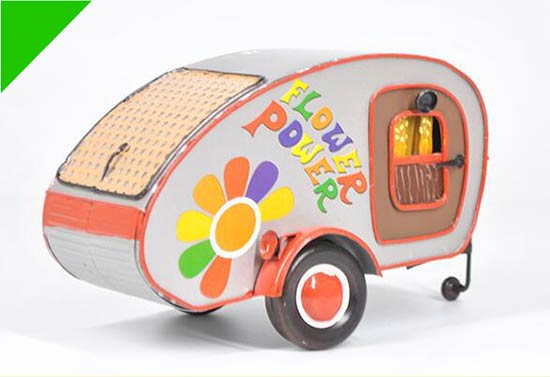 Medium Scale Gray Colorful Painting Tinplate Trailer Model