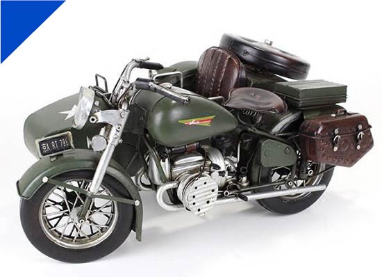 Army Green Tinplate Medium Scale ChangJiang 750 Motorcycle