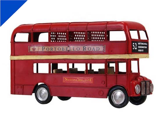 Pen Container Red Tinplate NO.52 London Double Decker Bus Model