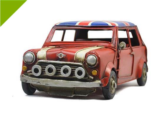 Handmade Red Retro Tinplate Mini Cooper Car Model
