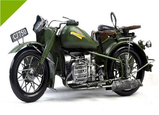 Medium Army Green Vintage Military Harley Davidson Motorcycle