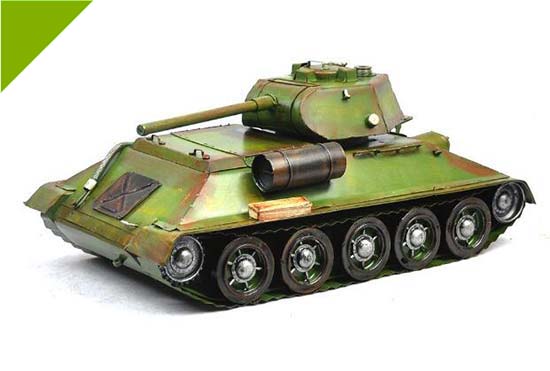 Handmade Army Green Vintage Tinplate Soviet Union T-34 Model
